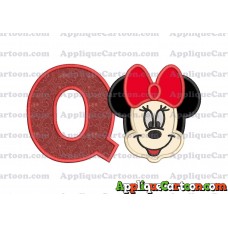 Minnie Mouse Applique 01 Embroidery Design With Alphabet Q