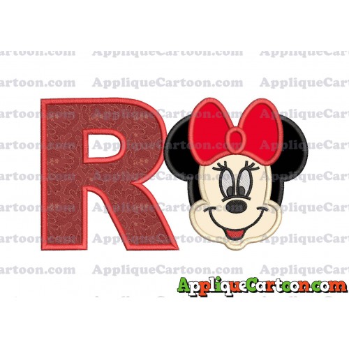 Minnie Mouse Applique 01 Embroidery Design With Alphabet R