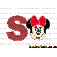 Minnie Mouse Applique 01 Embroidery Design With Alphabet S