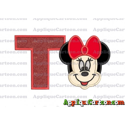 Minnie Mouse Applique 01 Embroidery Design With Alphabet T