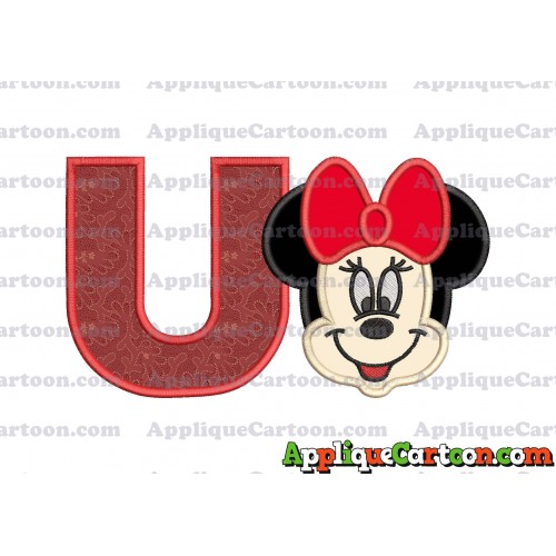 Minnie Mouse Applique 01 Embroidery Design With Alphabet U