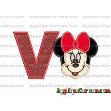 Minnie Mouse Applique 01 Embroidery Design With Alphabet V