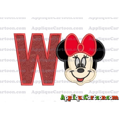 Minnie Mouse Applique 01 Embroidery Design With Alphabet W