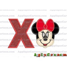 Minnie Mouse Applique 01 Embroidery Design With Alphabet X