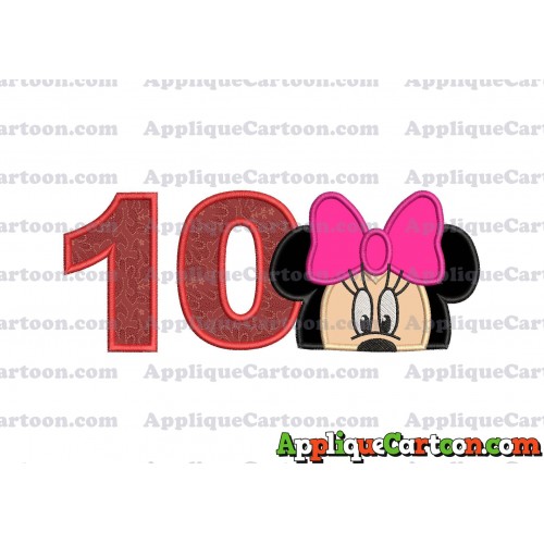 Minnie Mouse Applique 02 Embroidery Design Birthday Number 10