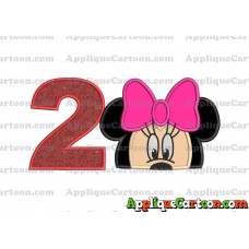 Minnie Mouse Applique 02 Embroidery Design Birthday Number 2