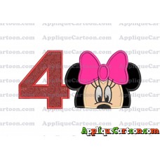 Minnie Mouse Applique 02 Embroidery Design Birthday Number 4