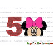 Minnie Mouse Applique 02 Embroidery Design Birthday Number 5