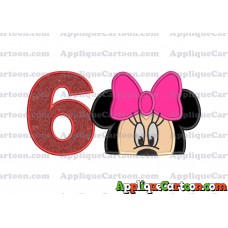 Minnie Mouse Applique 02 Embroidery Design Birthday Number 6