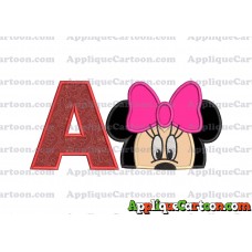 Minnie Mouse Applique 02 Embroidery Design With Alphabet A