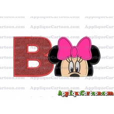 Minnie Mouse Applique 02 Embroidery Design With Alphabet B