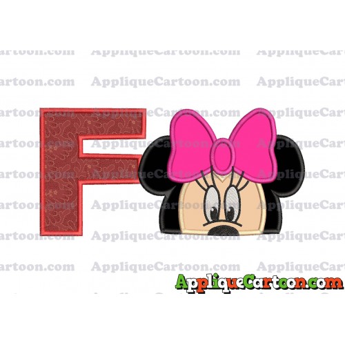 Minnie Mouse Applique 02 Embroidery Design With Alphabet F