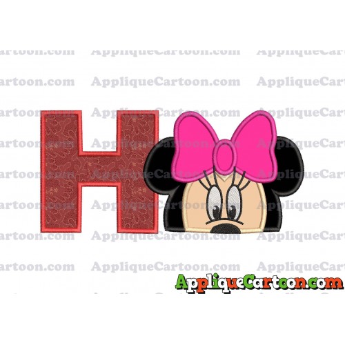 Minnie Mouse Applique 02 Embroidery Design With Alphabet H