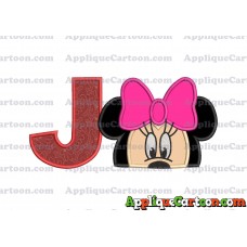 Minnie Mouse Applique 02 Embroidery Design With Alphabet J