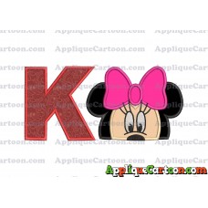 Minnie Mouse Applique 02 Embroidery Design With Alphabet K