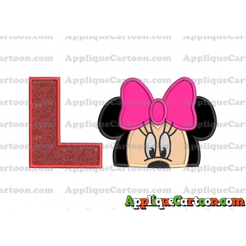 Minnie Mouse Applique 02 Embroidery Design With Alphabet L