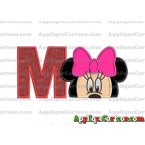 Minnie Mouse Applique 02 Embroidery Design With Alphabet M