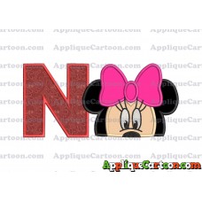 Minnie Mouse Applique 02 Embroidery Design With Alphabet N