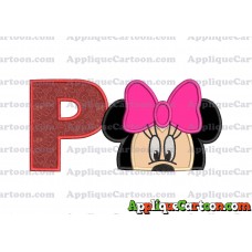 Minnie Mouse Applique 02 Embroidery Design With Alphabet P