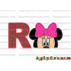 Minnie Mouse Applique 02 Embroidery Design With Alphabet R
