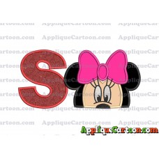 Minnie Mouse Applique 02 Embroidery Design With Alphabet S