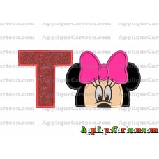 Minnie Mouse Applique 02 Embroidery Design With Alphabet T