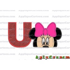 Minnie Mouse Applique 02 Embroidery Design With Alphabet U
