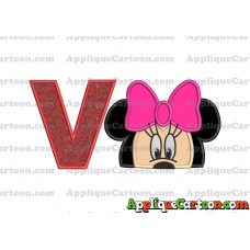 Minnie Mouse Applique 02 Embroidery Design With Alphabet V