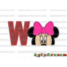 Minnie Mouse Applique 02 Embroidery Design With Alphabet W