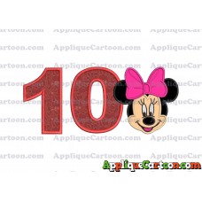 Minnie Mouse Applique 03 Embroidery Design Birthday Number 10