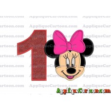 Minnie Mouse Applique 03 Embroidery Design Birthday Number 1
