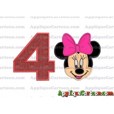 Minnie Mouse Applique 03 Embroidery Design Birthday Number 4