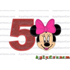 Minnie Mouse Applique 03 Embroidery Design Birthday Number 5