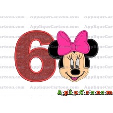 Minnie Mouse Applique 03 Embroidery Design Birthday Number 6