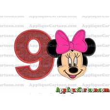 Minnie Mouse Applique 03 Embroidery Design Birthday Number 9