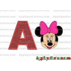 Minnie Mouse Applique 03 Embroidery Design With Alphabet A