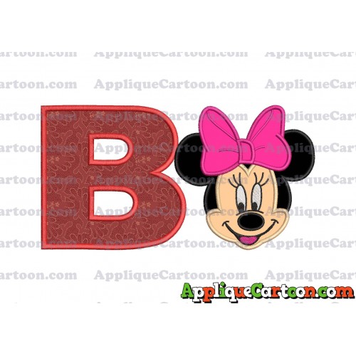 Minnie Mouse Applique 03 Embroidery Design With Alphabet B