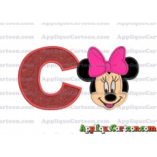 Minnie Mouse Applique 03 Embroidery Design With Alphabet C