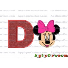 Minnie Mouse Applique 03 Embroidery Design With Alphabet D