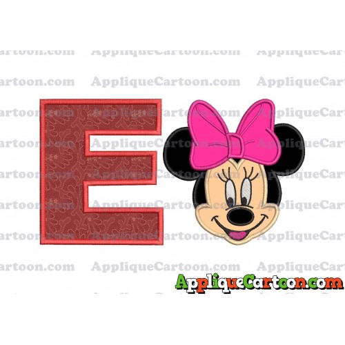 Minnie Mouse Applique 03 Embroidery Design With Alphabet E