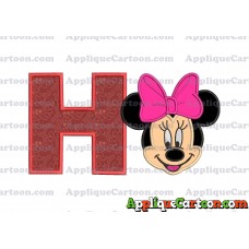 Minnie Mouse Applique 03 Embroidery Design With Alphabet H