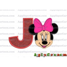 Minnie Mouse Applique 03 Embroidery Design With Alphabet J