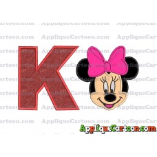 Minnie Mouse Applique 03 Embroidery Design With Alphabet K