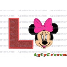Minnie Mouse Applique 03 Embroidery Design With Alphabet L