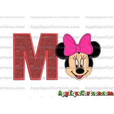 Minnie Mouse Applique 03 Embroidery Design With Alphabet M