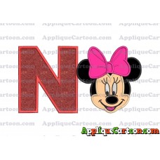 Minnie Mouse Applique 03 Embroidery Design With Alphabet N