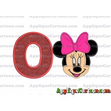 Minnie Mouse Applique 03 Embroidery Design With Alphabet O