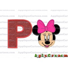Minnie Mouse Applique 03 Embroidery Design With Alphabet P