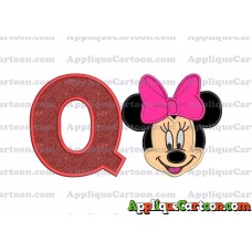 Minnie Mouse Applique 03 Embroidery Design With Alphabet Q