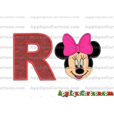 Minnie Mouse Applique 03 Embroidery Design With Alphabet R